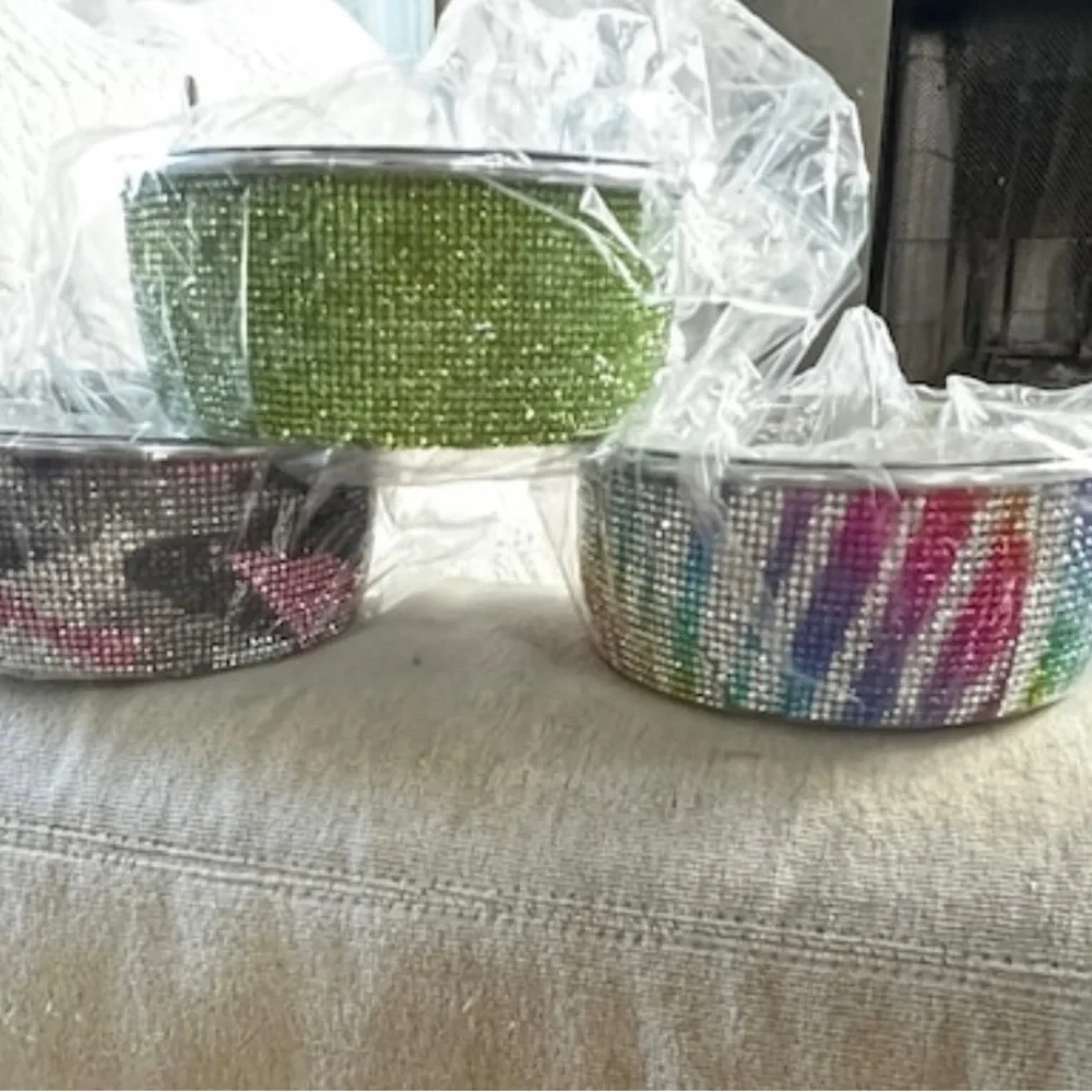 Rhinestone Crystal pet bowl, various colors